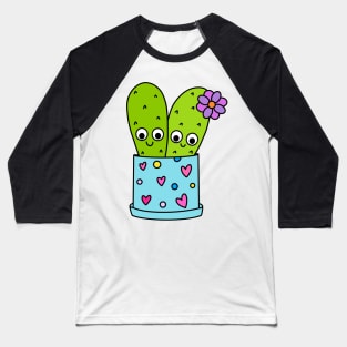 Cute Cactus Design #216: Cacti Couple In Cute Pot Baseball T-Shirt